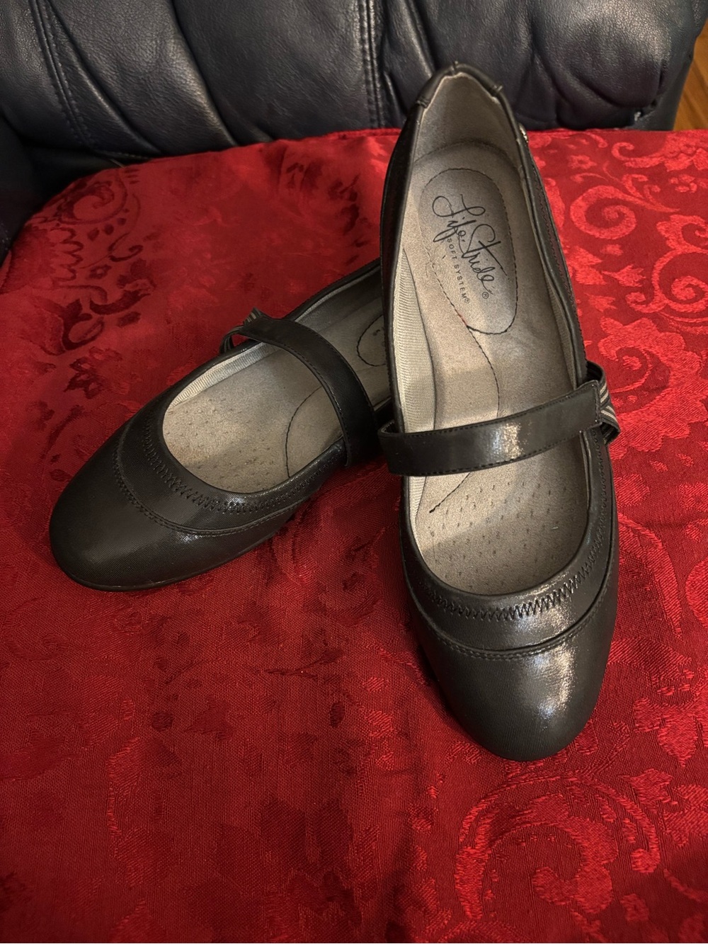 Life Stride Black Mary Jane Strapped Flats